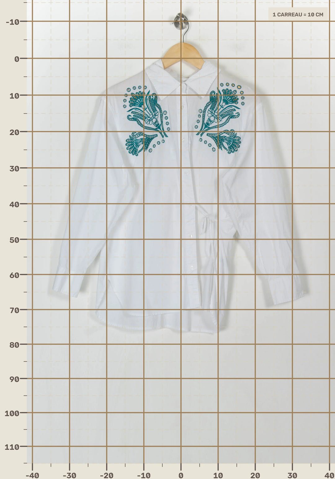 Chemisier Blanc et Vert - Taille M/38 de la marque La Fée Maraboutée | PARAD112230 - Vendu par Paradigme - Image 4