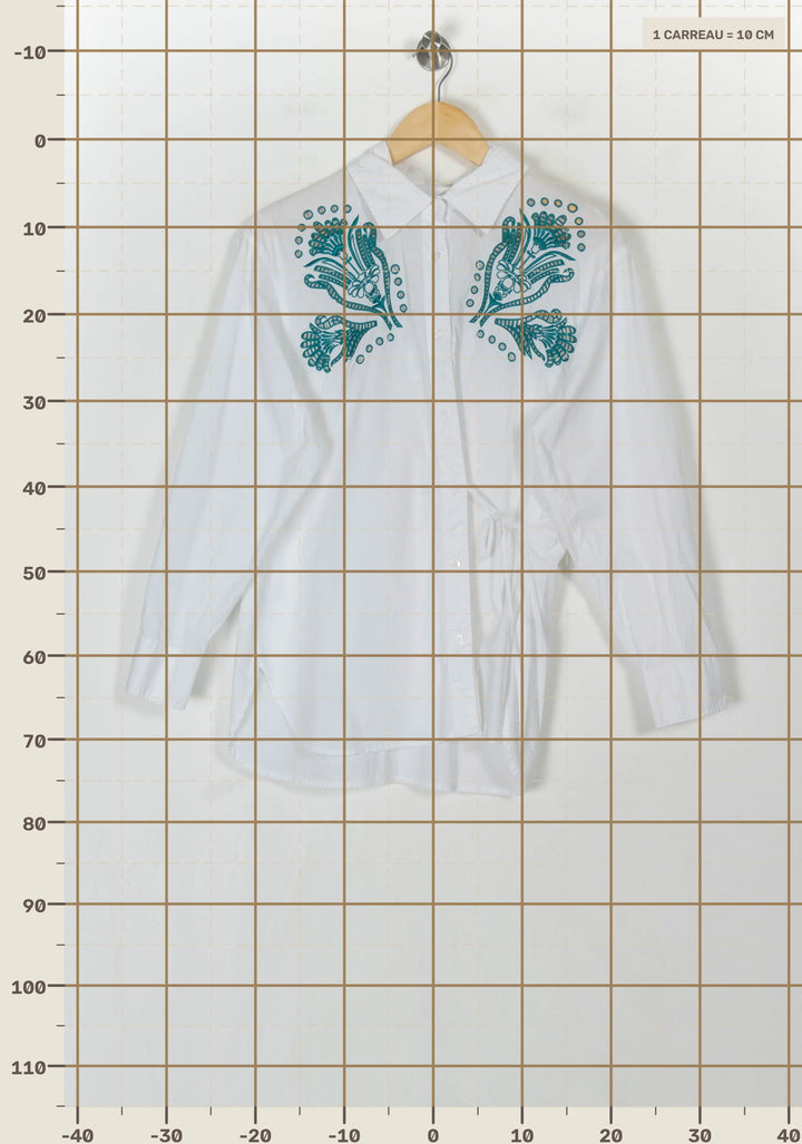Chemisier Blanc et Vert - Taille M/38 de la marque La Fée Maraboutée | PARAD112230 - Vendu par Paradigme - Image 4