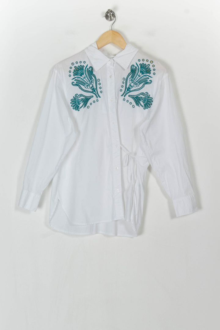 Chemisier Blanc et Vert - Taille M/38 de la marque La Fée Maraboutée | PARAD112230 - Vendu par Paradigme - Image 2