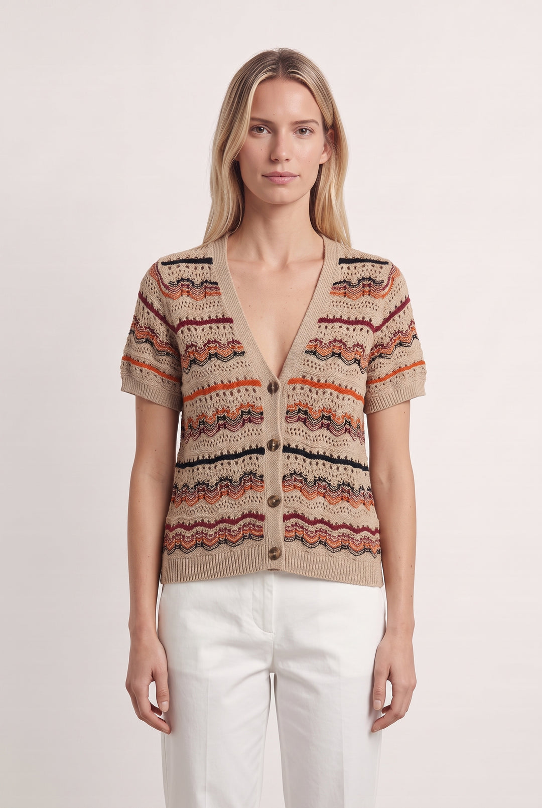 Gilet Beige et Multicolore - Taille M/38 de la marque La Fée Maraboutée | PARAD112235 - Vendu par Paradigme - Image 1