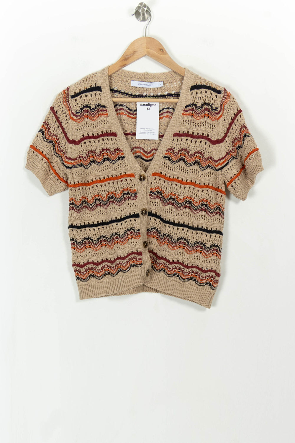 Gilet Beige et Multicolore - Taille M/38 de la marque La Fée Maraboutée | PARAD112235 - Vendu par Paradigme - Image 2