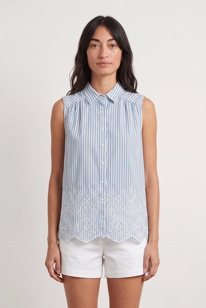 Blouse Sans Manches Bleue et Blanche - Taille XS/34 de la marque Kookai | PARAD112459 - Vendu par Paradigme - Image 1
