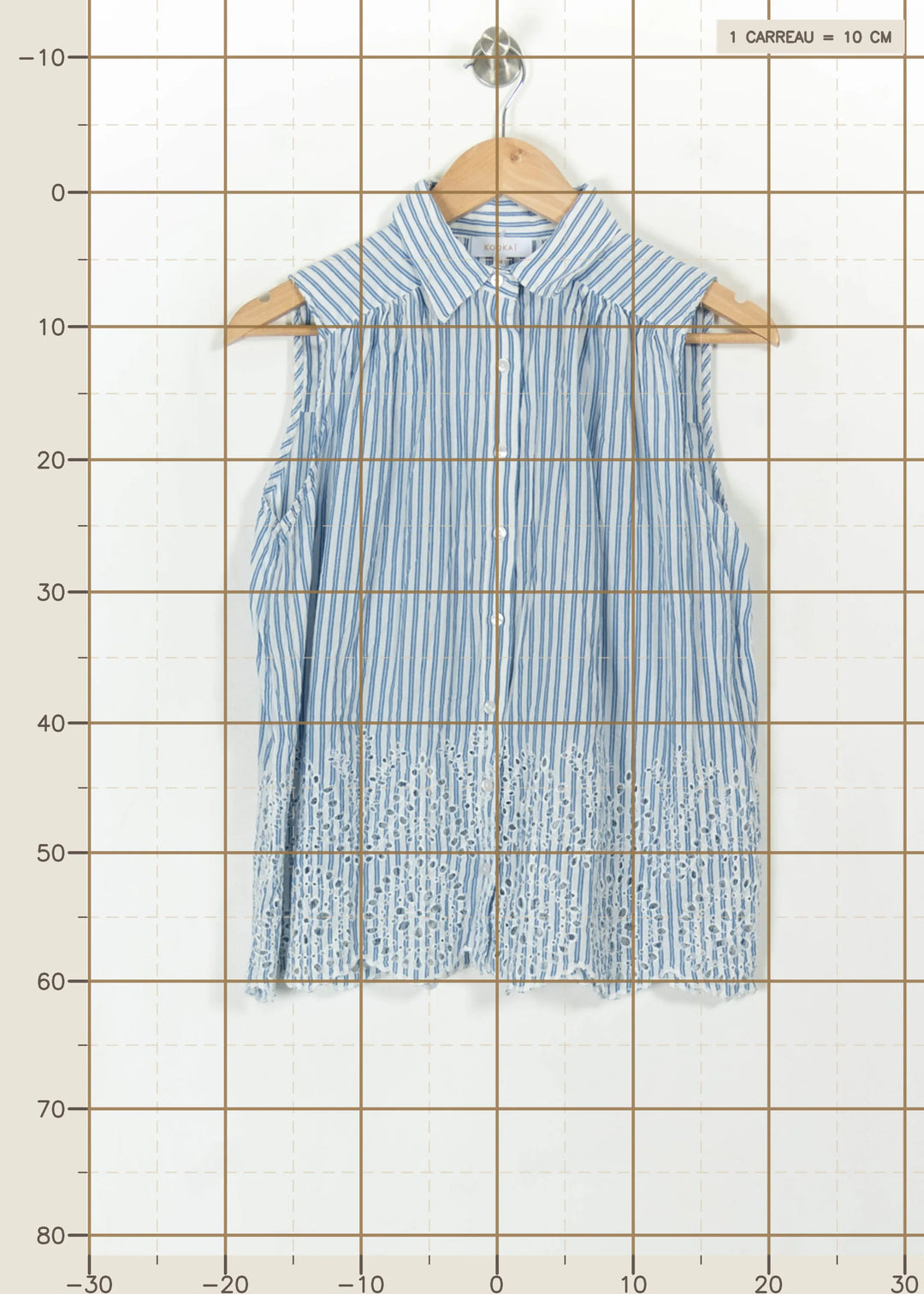 Blouse Sans Manches Bleue et Blanche - Taille XS/34 de la marque Kookai | PARAD112459 - Vendu par Paradigme - Image 4