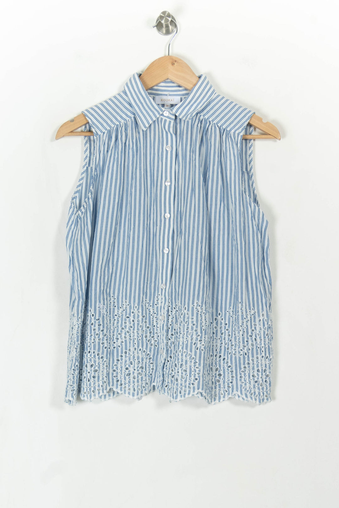 Blouse Sans Manches Bleue et Blanche - Taille XS/34 de la marque Kookai | PARAD112459 - Vendu par Paradigme - Image 2