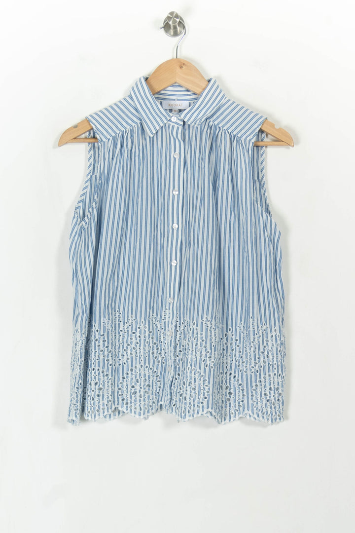 Blouse Sans Manches Bleue et Blanche - Taille XS/34 de la marque Kookai | PARAD112459 - Vendu par Paradigme - Image 2