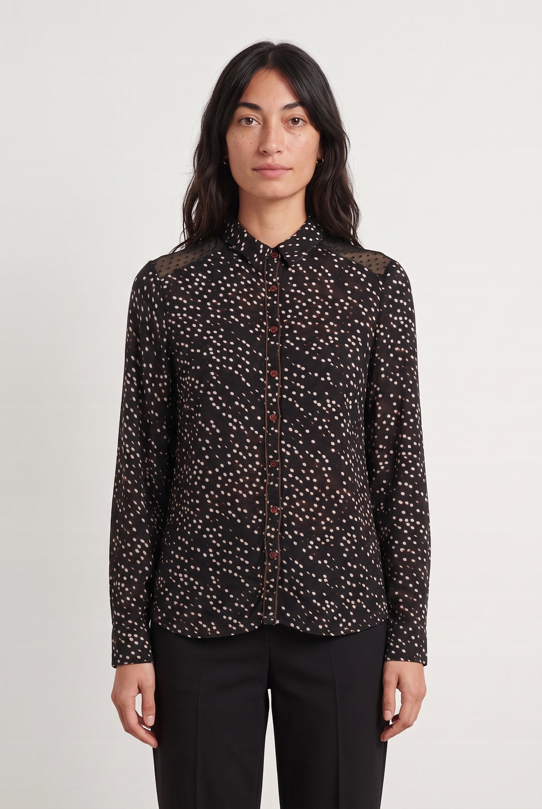 Chemise Noire à Pois Blancs - Taille S/36 de la marque One Step | PARAD112473 - Vendu par Paradigme - Image 1
