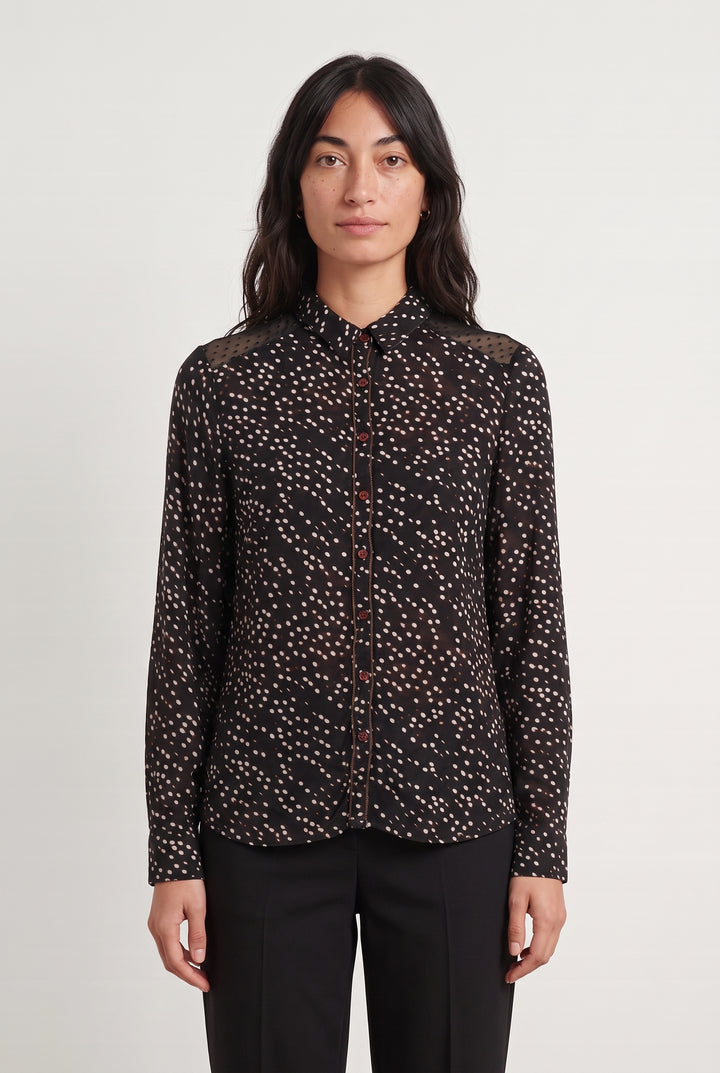 Chemise Noire à Pois Blancs - Taille S/36 de la marque One Step | PARAD112473 - Vendu par Paradigme - Image 1