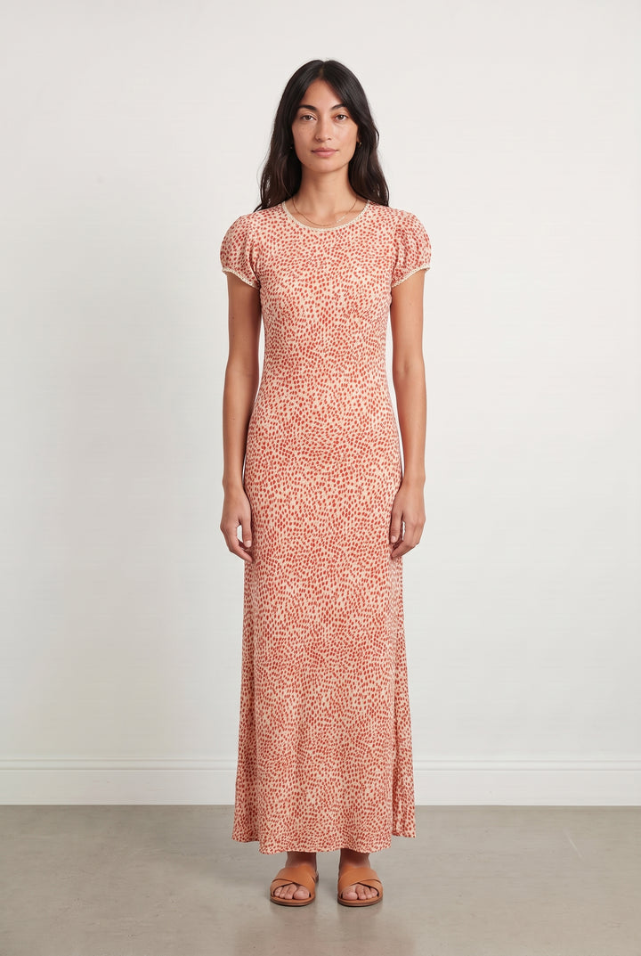 Robe Longue Écrue et Rouge - Taille XS/34 de la marque Reformation | PARAD112502 - Vendu par Paradigme - Image 1