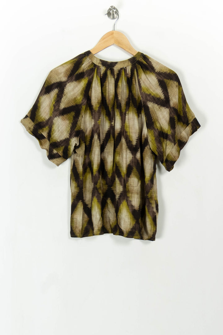 Blouse Verte et Marron - Taille S/36 de la marque La Fée Maraboutée | PARAD112503 - Vendu par Paradigme - Image 5