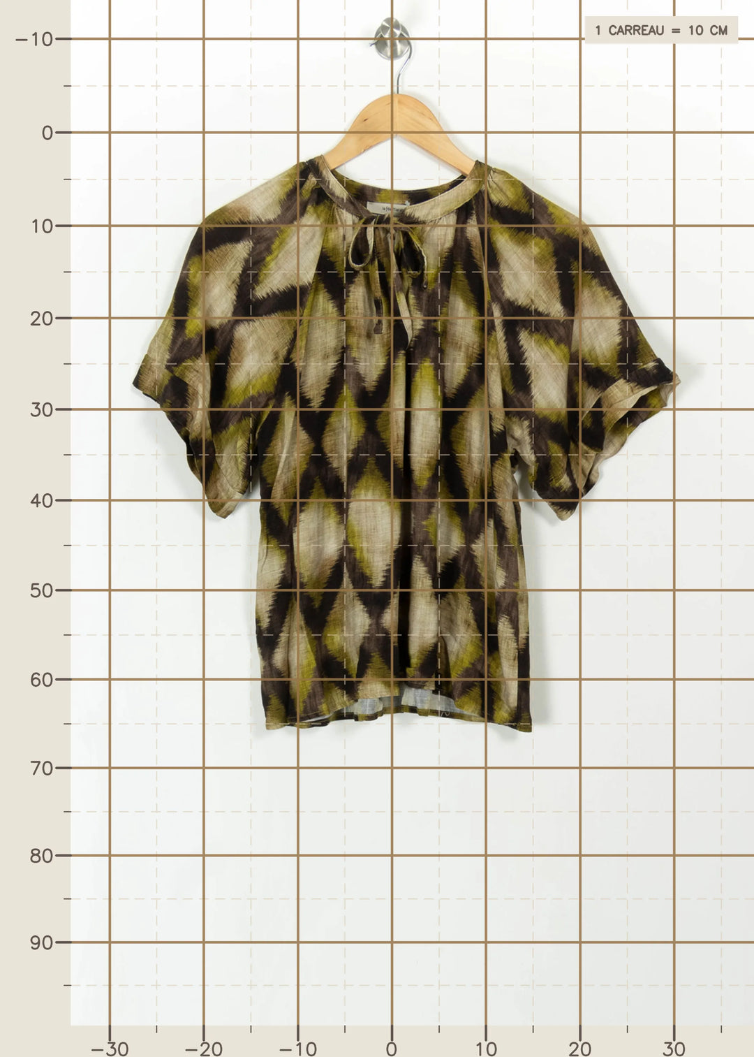 Blouse Verte et Marron - Taille S/36 de la marque La Fée Maraboutée | PARAD112503 - Vendu par Paradigme - Image 4