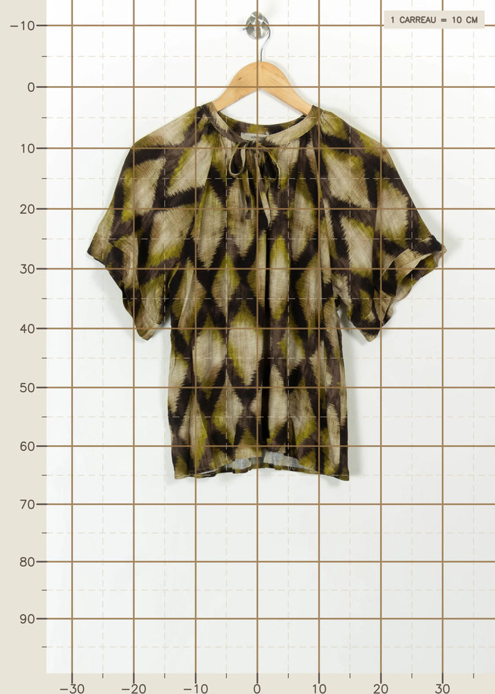Blouse Verte et Marron - Taille S/36 de la marque La Fée Maraboutée | PARAD112503 - Vendu par Paradigme - Image 4