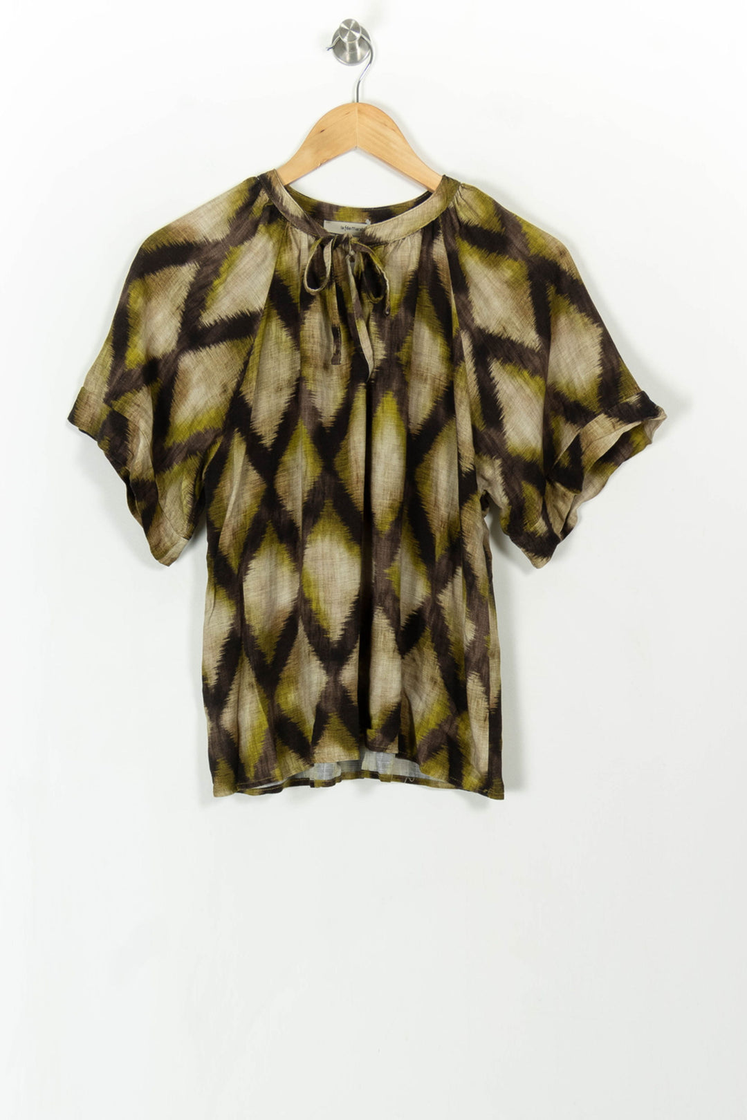 Blouse Verte et Marron - Taille S/36 de la marque La Fée Maraboutée | PARAD112503 - Vendu par Paradigme - Image 2