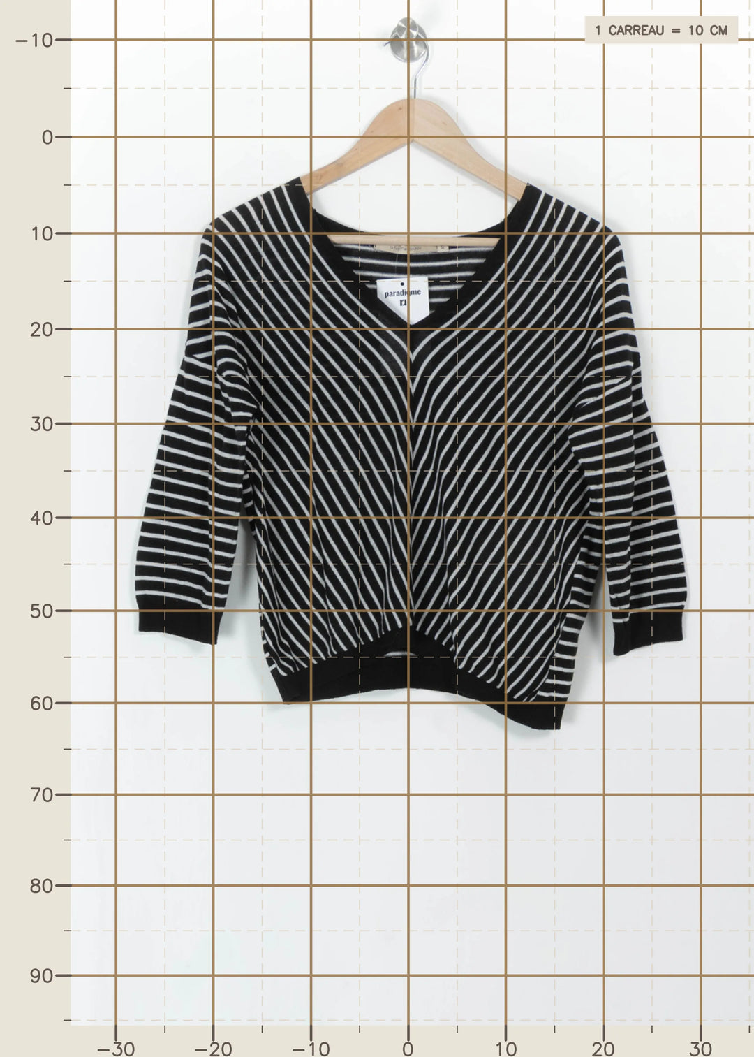 Pull Noir et Blanc - Taille XS/34 de la marque La Fée Maraboutée | PARAD112505 - Vendu par Paradigme - Image 4
