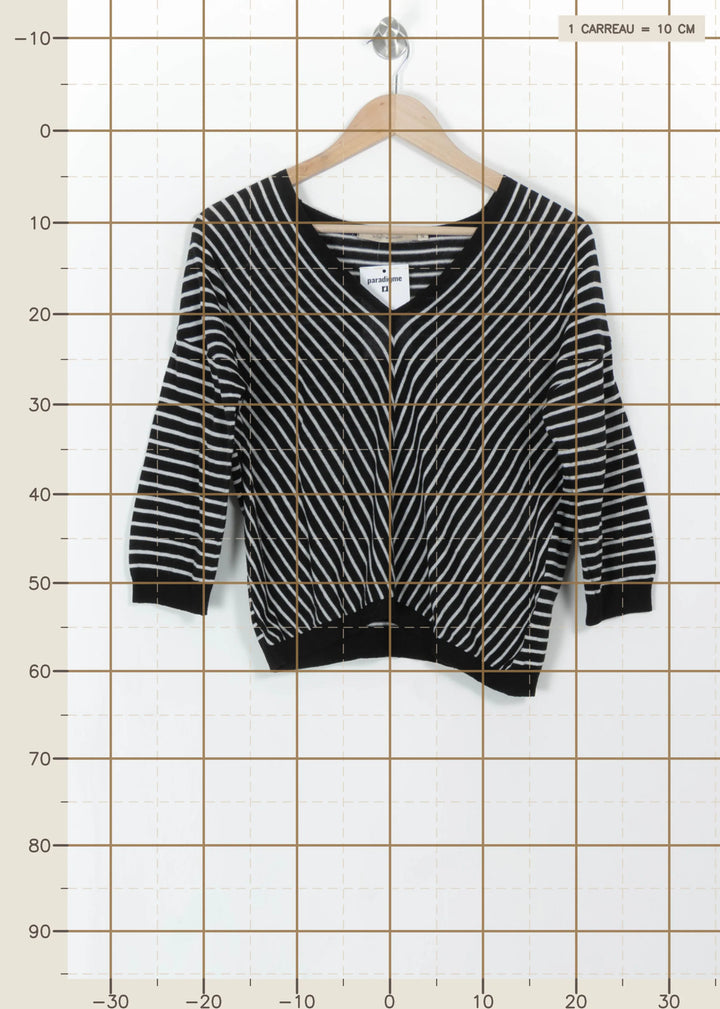 Pull Noir et Blanc - Taille XS/34 de la marque La Fée Maraboutée | PARAD112505 - Vendu par Paradigme - Image 4