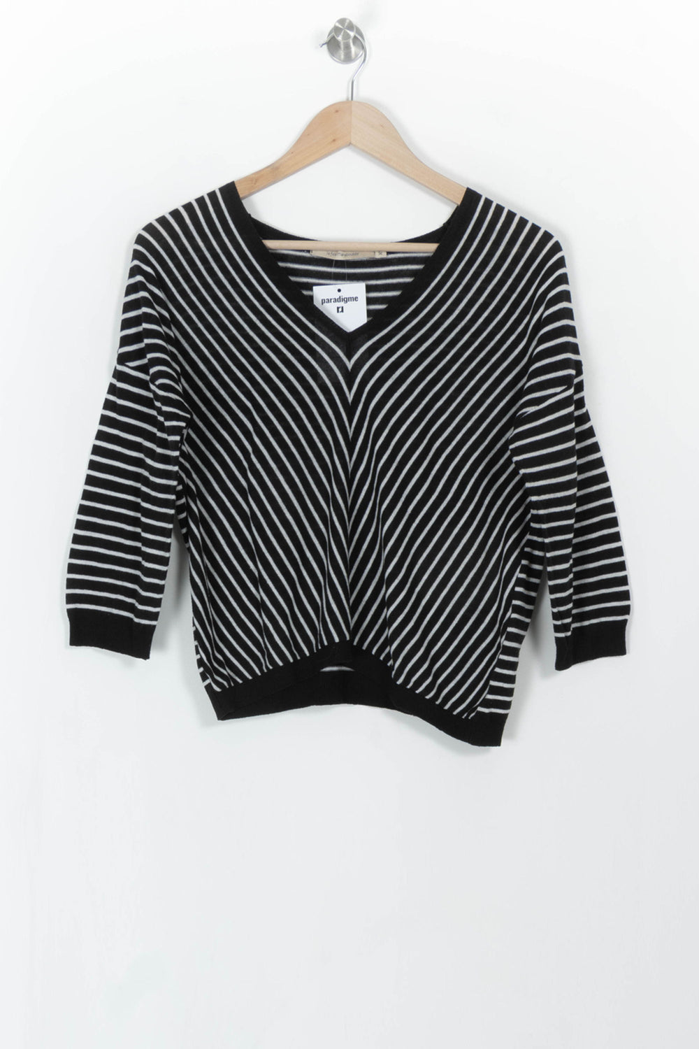 Pull Noir et Blanc - Taille XS/34 de la marque La Fée Maraboutée | PARAD112505 - Vendu par Paradigme - Image 2
