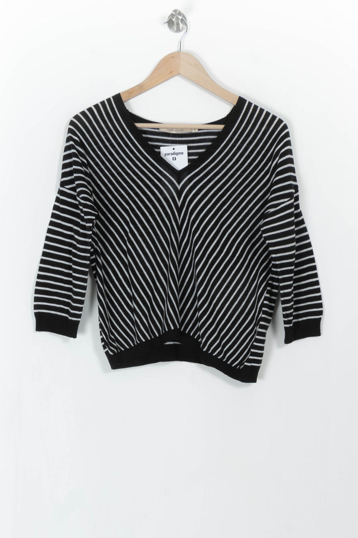 Pull Noir et Blanc - Taille XS/34 de la marque La Fée Maraboutée | PARAD112505 - Vendu par Paradigme - Image 2