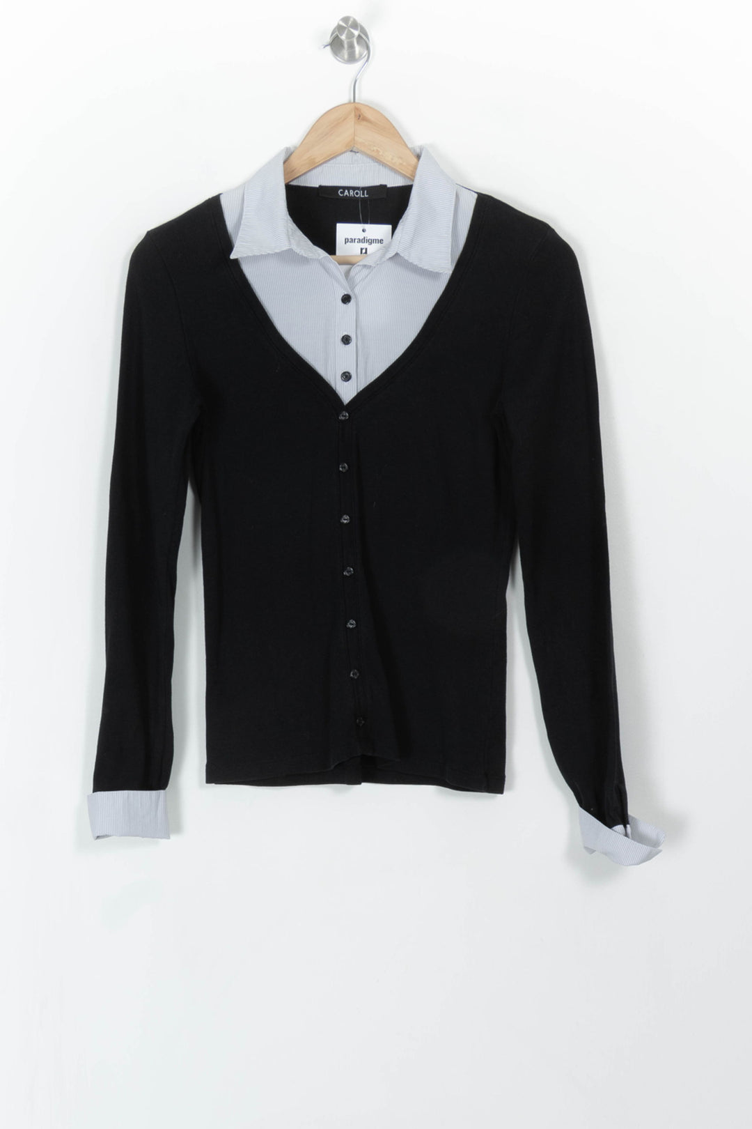 Cardigan Noir et Gris - Taille L/40 de la marque Caroll | PARAD112518 - Vendu par Paradigme - Image 2