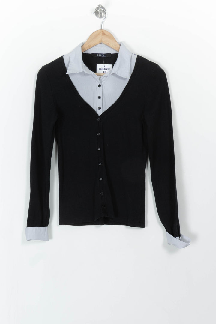 Cardigan Noir et Gris - Taille L/40 de la marque Caroll | PARAD112518 - Vendu par Paradigme - Image 2