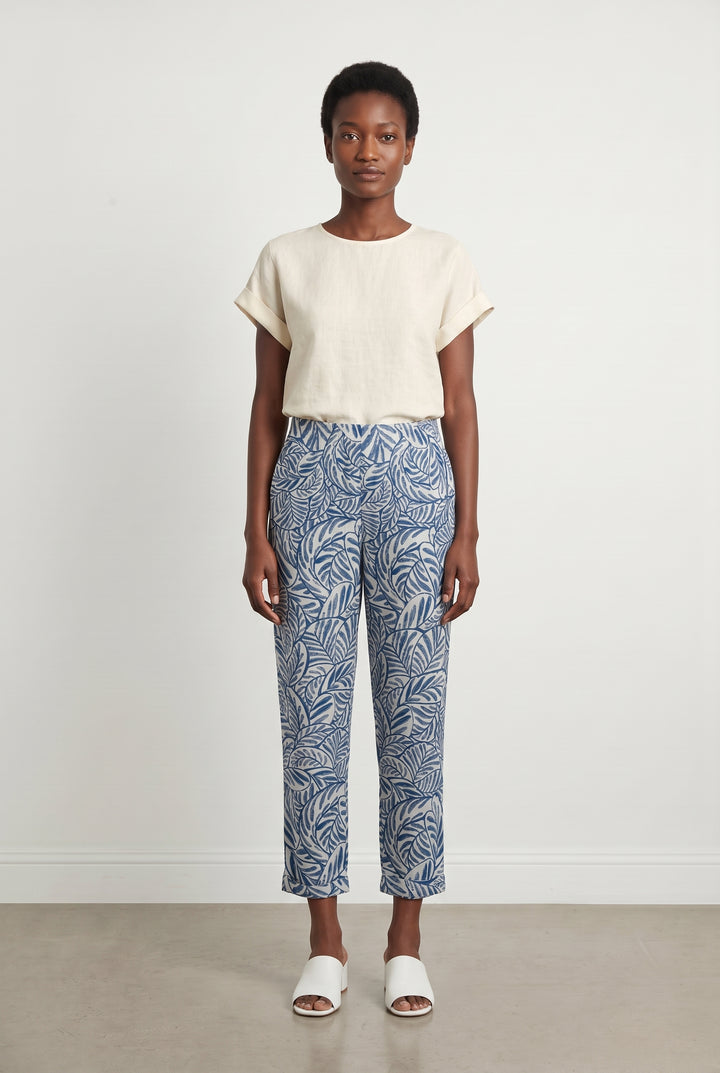 Pantalon Imprimé Bleu et Blanc - Taille M/38 de la marque Indies | PARAD112528 - Vendu par Paradigme - Image 1