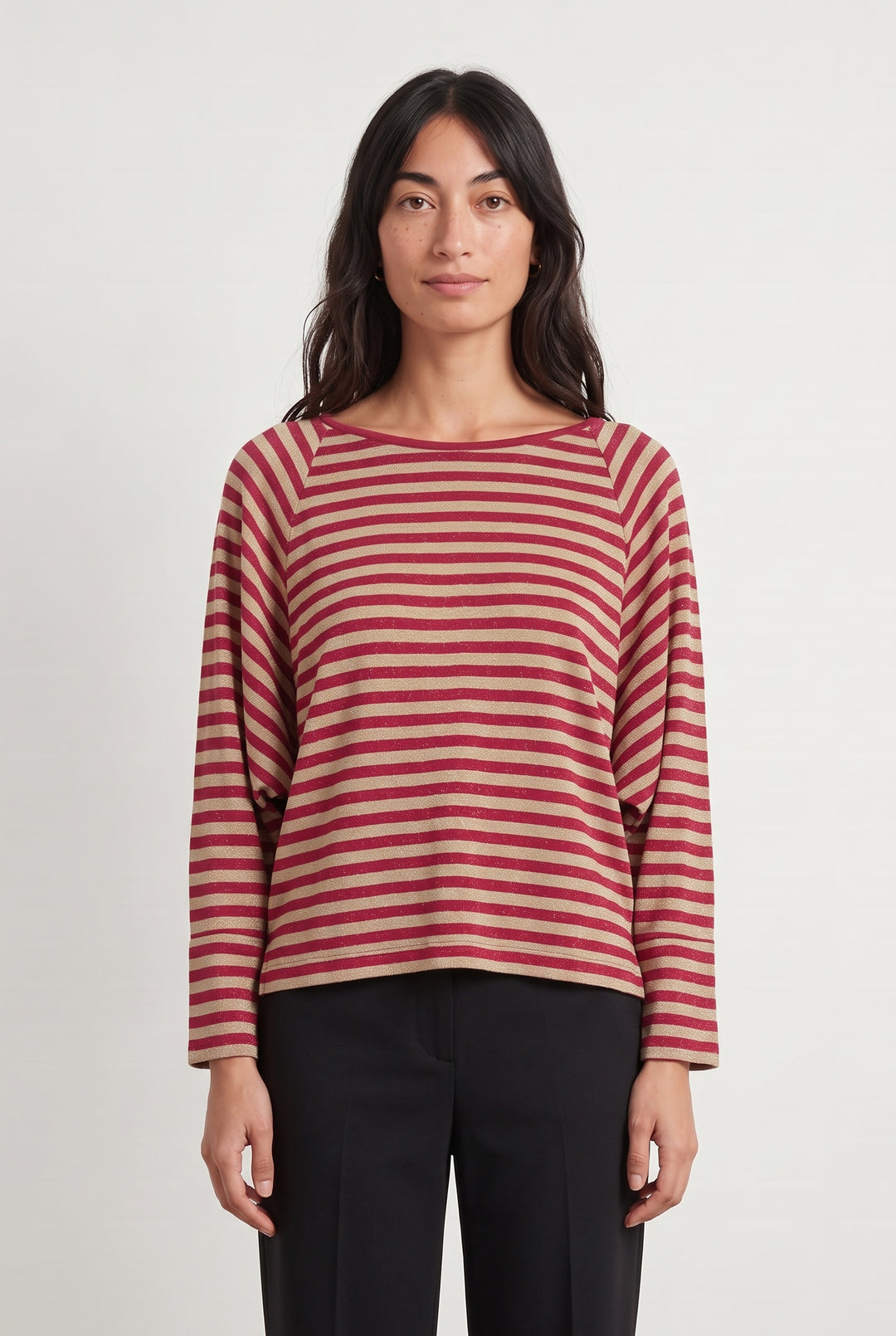 Pull Rayé Rouge et Beige - Taille S/36 de la marque Indies | PARAD112532 - Vendu par Paradigme - Image 1