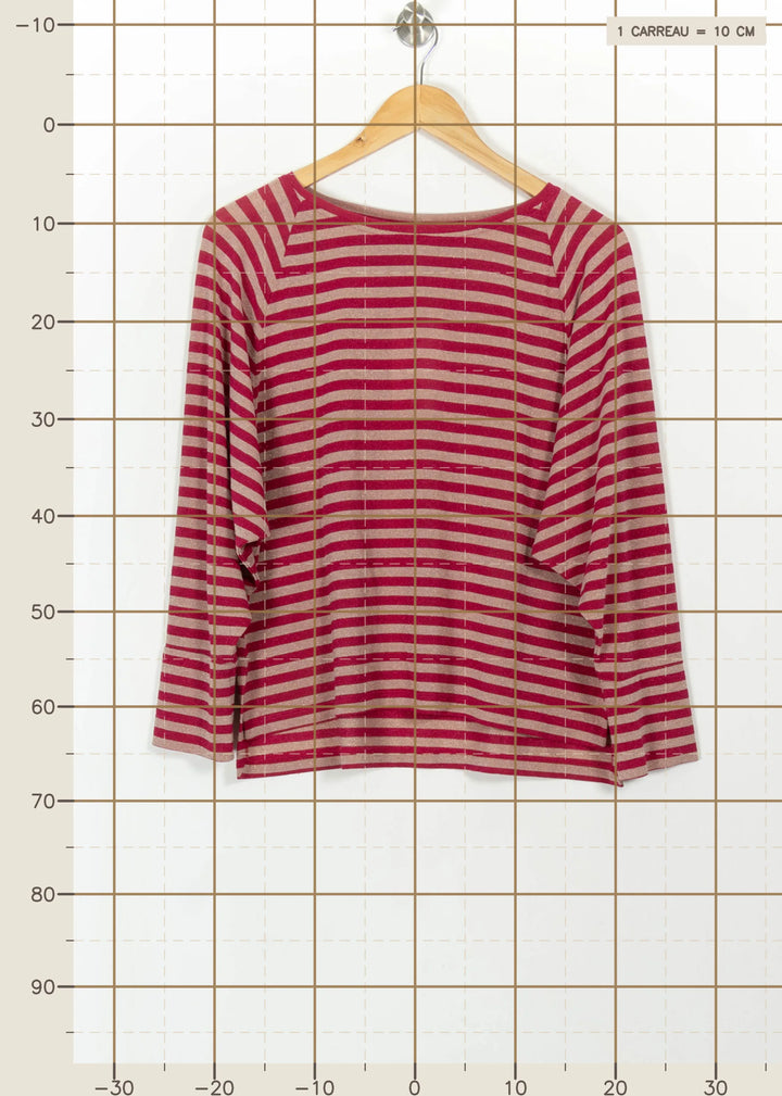 Pull Rayé Rouge et Beige - Taille S/36 de la marque Indies | PARAD112532 - Vendu par Paradigme - Image 4
