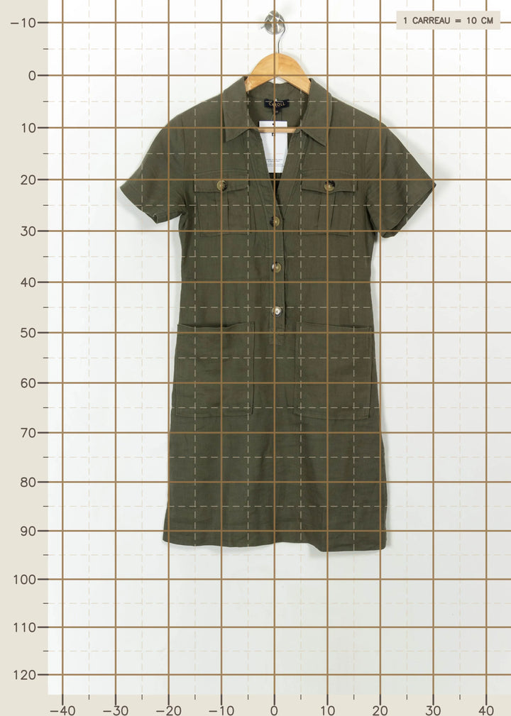 Robe Chemise Verte - Taille S/36 de la marque Caroll | PARAD112540 - Vendu par Paradigme - Image 4