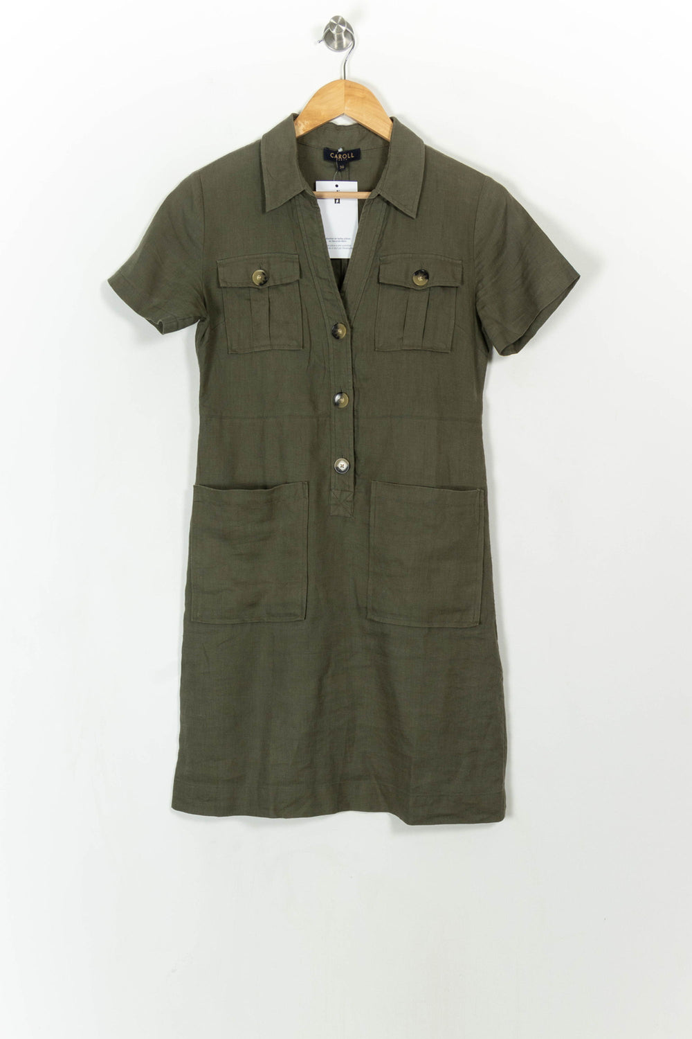 Robe Chemise Verte - Taille S/36 de la marque Caroll | PARAD112540 - Vendu par Paradigme - Image 2