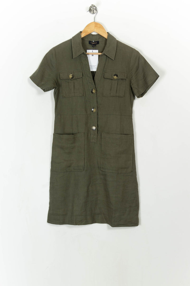 Robe Chemise Verte - Taille S/36 de la marque Caroll | PARAD112540 - Vendu par Paradigme - Image 2