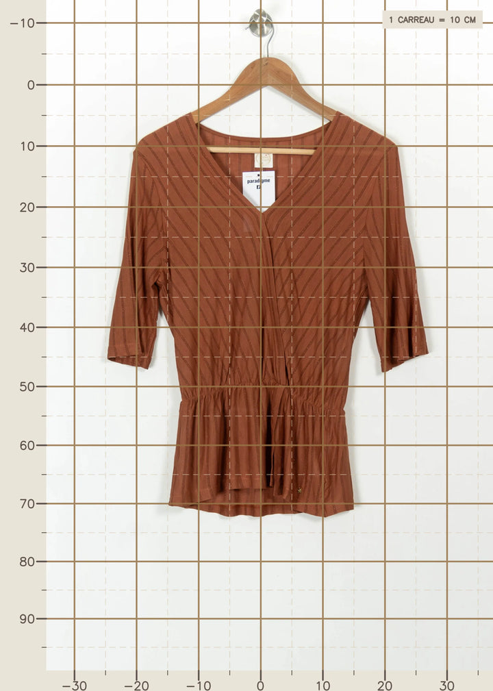Blouse Marron - Taille S/36 de la marque Des petits hauts | PARAD112565 - Vendu par Paradigme - Image 4