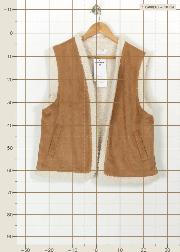 Gilet Sans Manches Beige et Écru - Taille L/40 de la marque Garance Paris | PARAD112579 - Vendu par Paradigme - Image 4