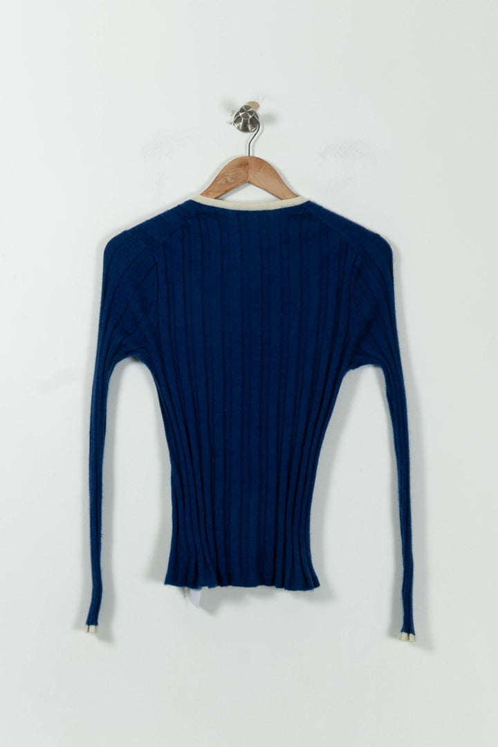 Cardigan Bleu et Blanc - Taille S/36 de la marque Eric Bompard | PARAD11268 - Vendu par Paradigme - Image 4