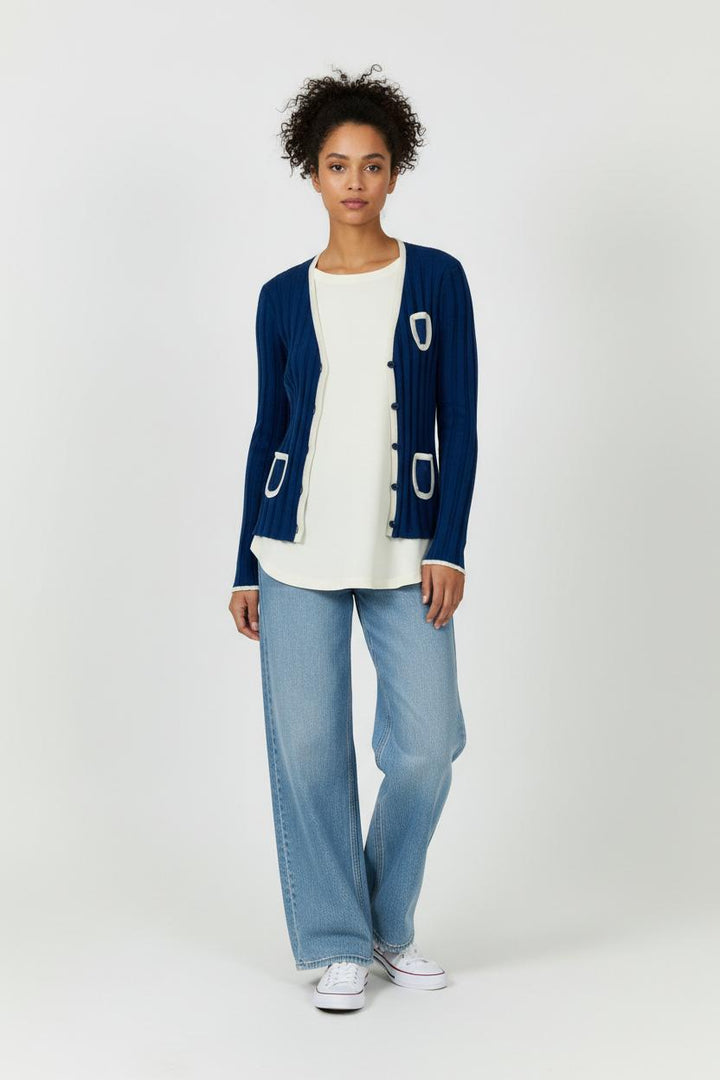 Cardigan Bleu et Blanc - Taille S/36 de la marque Eric Bompard | PARAD11268 - Vendu par Paradigme - Image 1