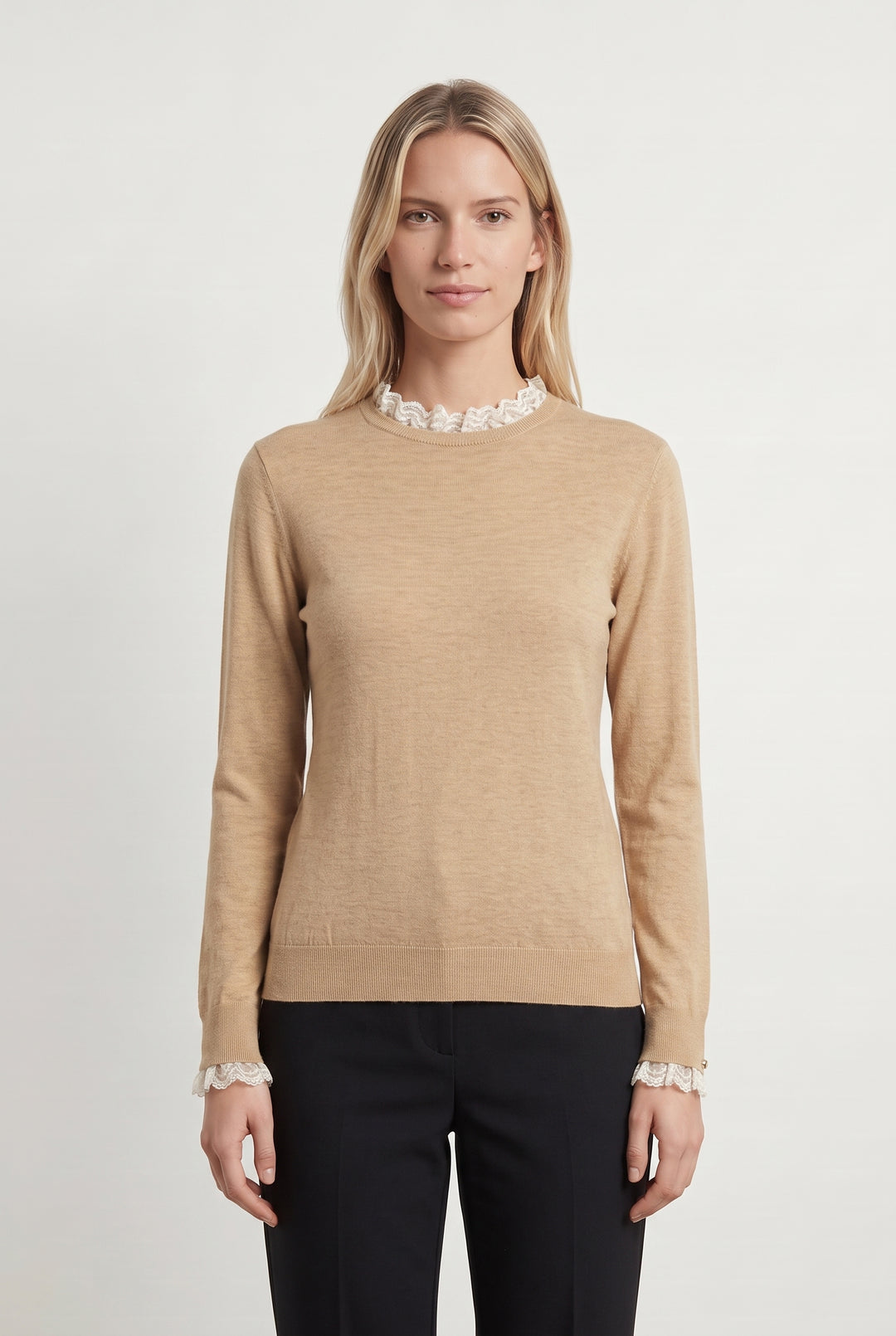 Pull Beige et Blanc - Taille S/36 de la marque Laura Laval | PARAD113406 - Vendu par Paradigme - Image 1