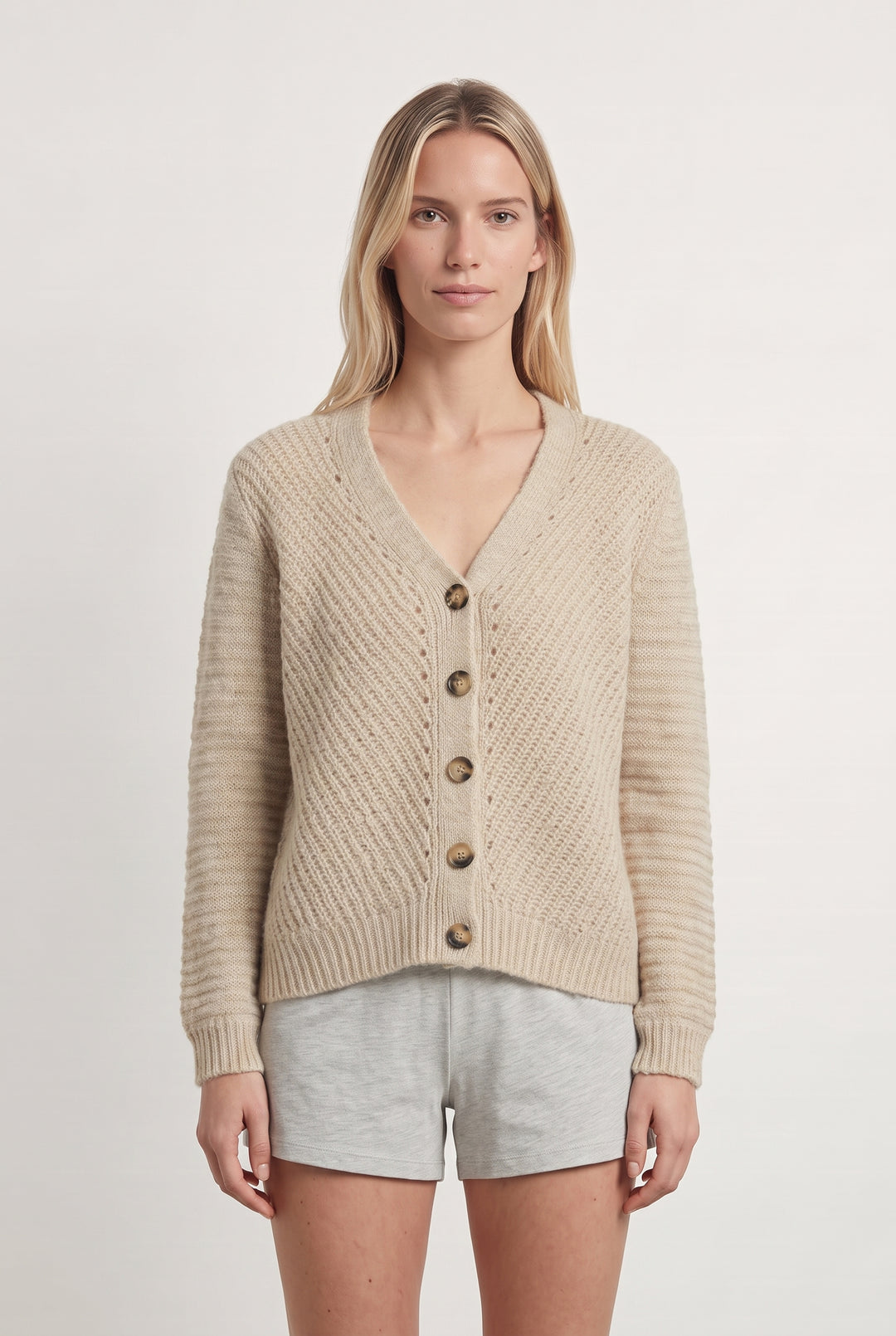 Cardigan Beige - Taille XS/34 de la marque La Fée Maraboutée | PARAD113410 - Vendu par Paradigme - Image 1