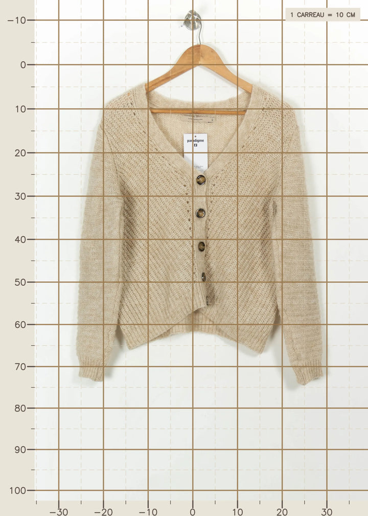 Cardigan Beige - Taille XS/34 de la marque La Fée Maraboutée | PARAD113410 - Vendu par Paradigme - Image 4