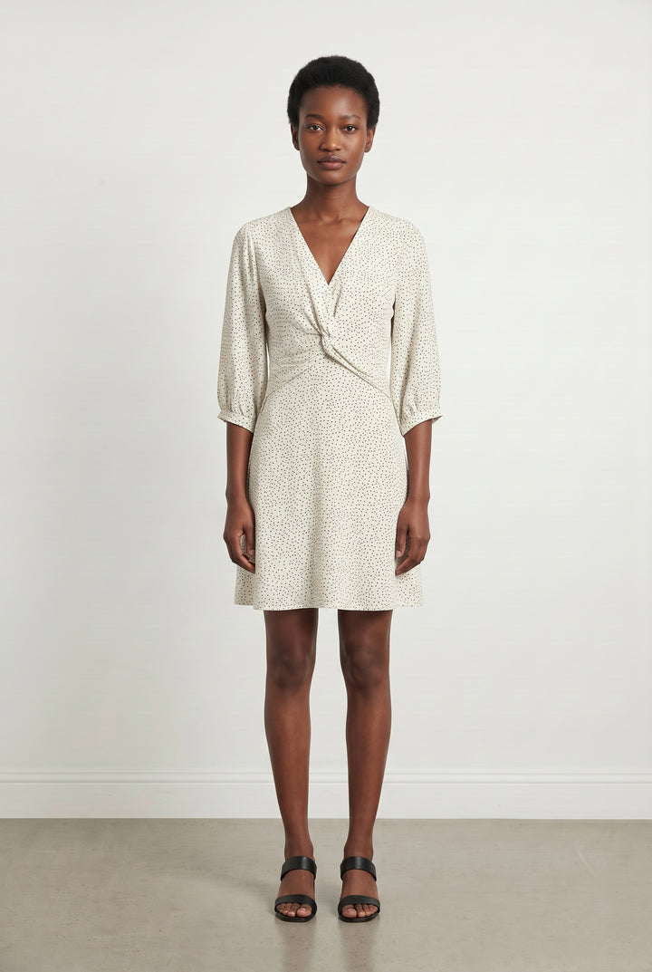 Robe Portefeuille Blanche et Noire - Taille S/36 de la marque Laura Laval | PARAD113414 - Vendu par Paradigme - Image 1