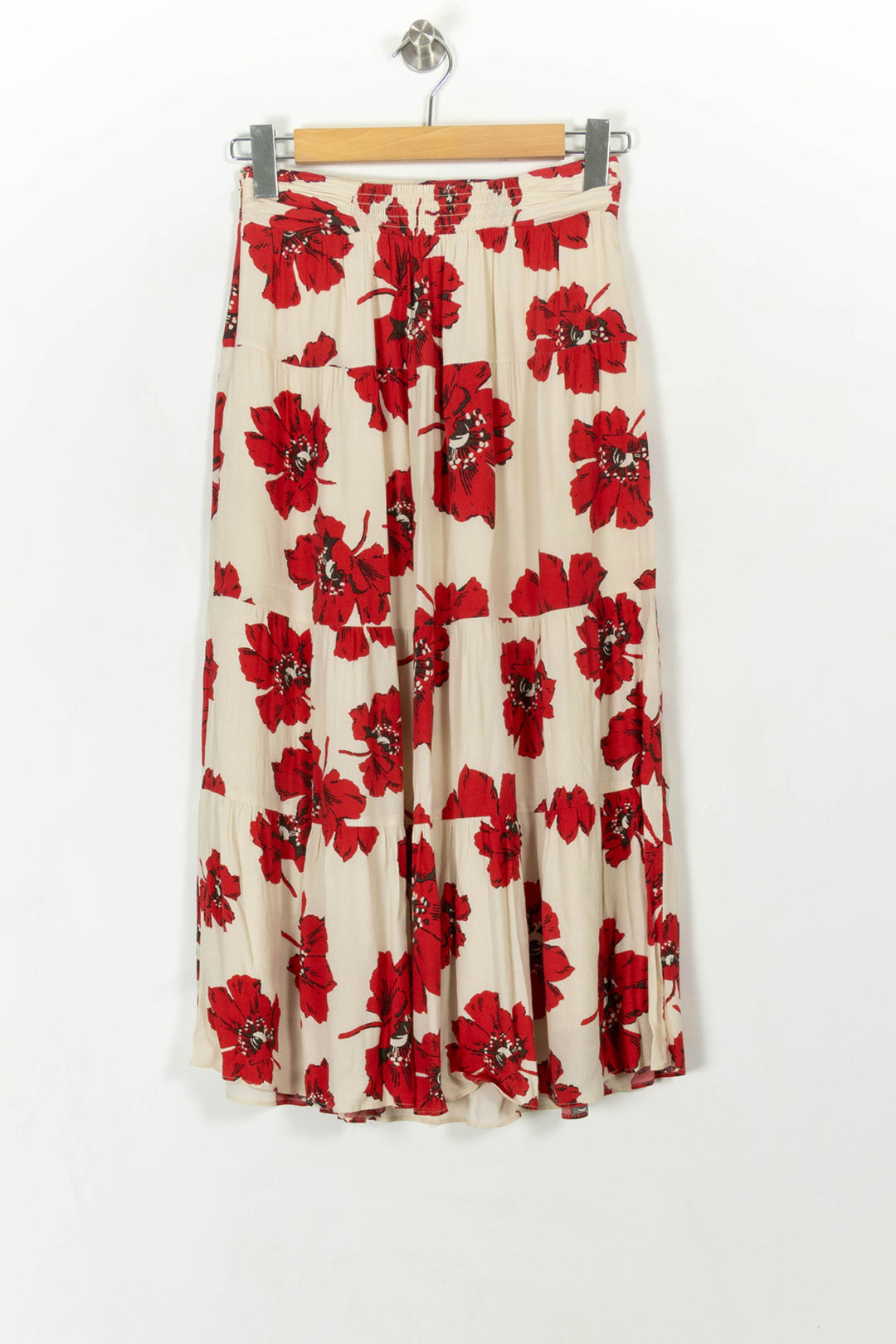 Jupe Midi Écrue et Rouge - Taille S/36 de la marque ba&amp;sh | PARAD113450 - Vendu par Paradigme - Image 5