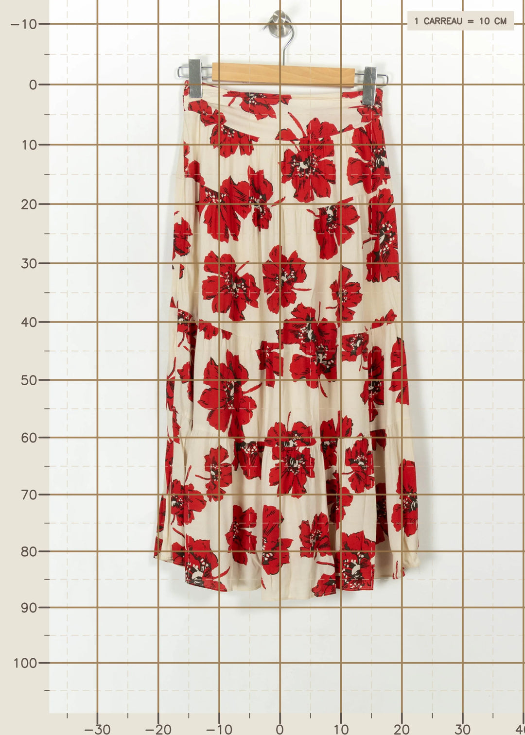 Jupe Midi Écrue et Rouge - Taille S/36 de la marque ba&amp;sh | PARAD113450 - Vendu par Paradigme - Image 4