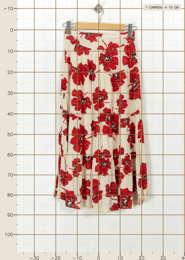 Jupe Midi Écrue et Rouge - Taille S/36 de la marque ba&amp;sh | PARAD113450 - Vendu par Paradigme - Image 4