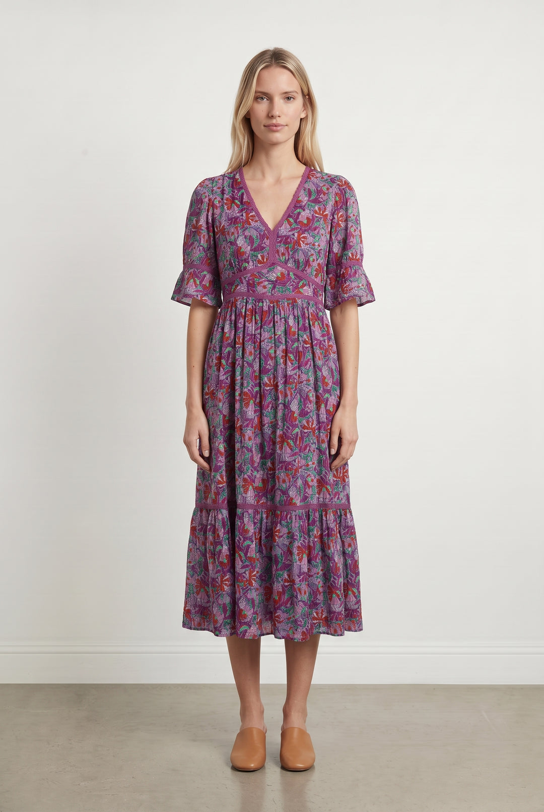 Robe Midi Violette et Rouge - Taille XS/34 de la marque ba&amp;sh | PARAD113452 - Vendu par Paradigme - Image 1
