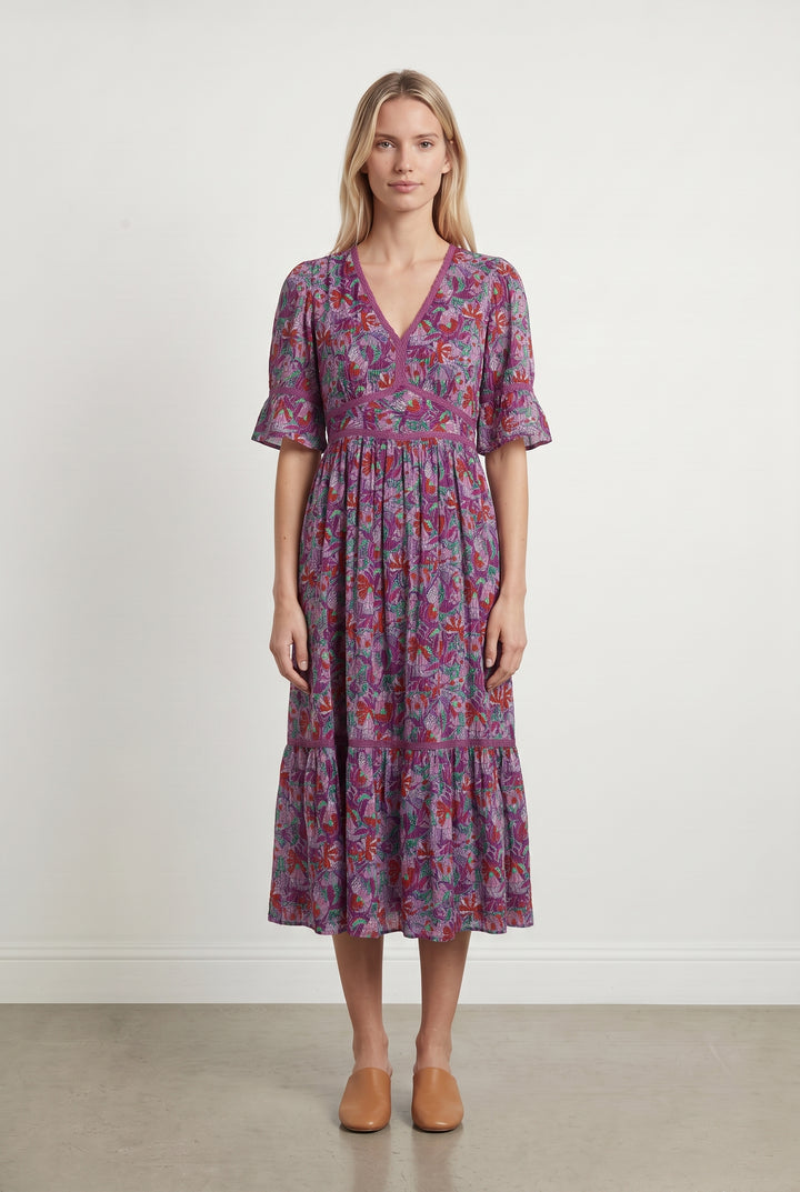 Robe Midi Violette et Rouge - Taille XS/34 de la marque ba&amp;sh | PARAD113452 - Vendu par Paradigme - Image 1