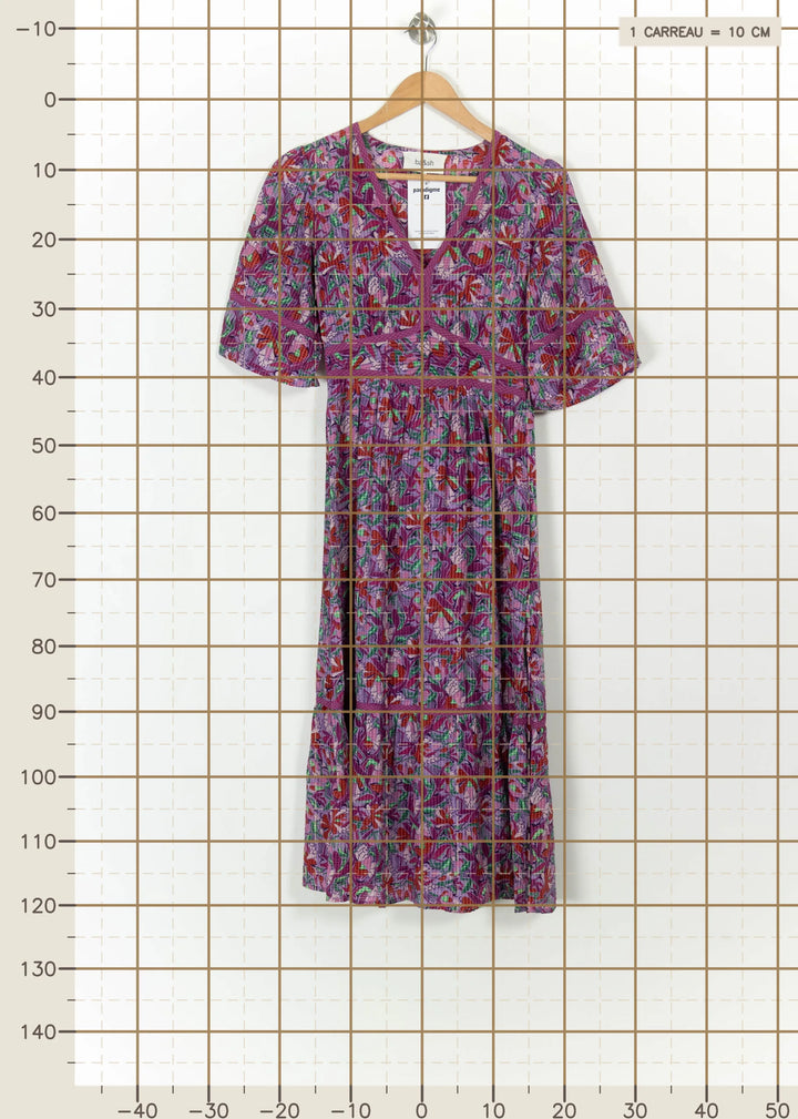 Robe Midi Violette et Rouge - Taille XS/34 de la marque ba&amp;sh | PARAD113452 - Vendu par Paradigme - Image 4