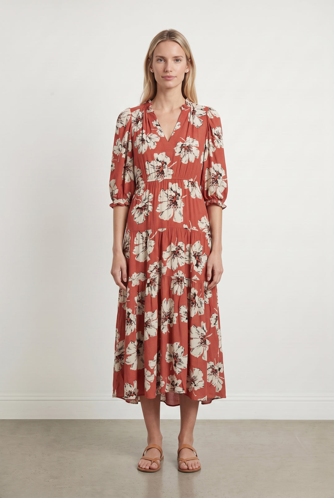 Robe Midi Rouge et Blanche - Taille XS/34 de la marque ba&amp;sh | PARAD113453 - Vendu par Paradigme - Image 1