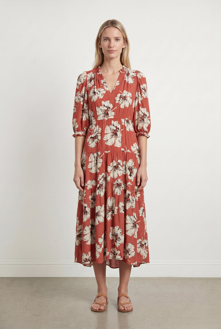 Robe Midi Rouge et Blanche - Taille XS/34 de la marque ba&amp;sh | PARAD113453 - Vendu par Paradigme - Image 1