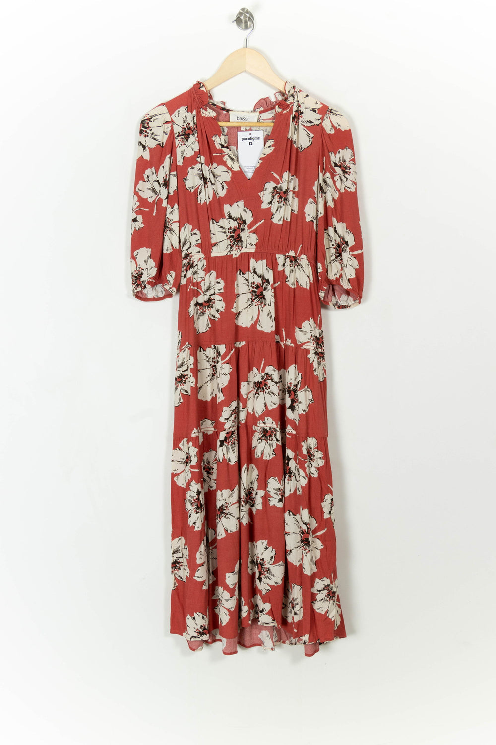 Robe Midi Rouge et Blanche - Taille XS/34 de la marque ba&sh | PARAD113453 - Vendu par Paradigme - Image 2