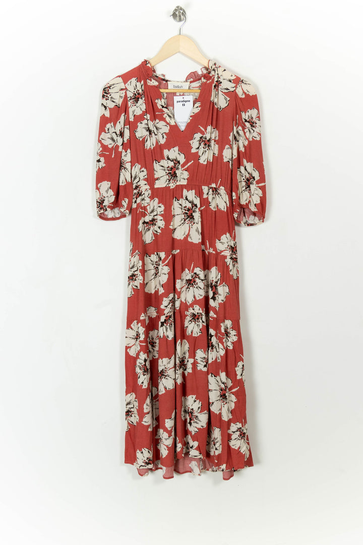 Robe Midi Rouge et Blanche - Taille XS/34 de la marque ba&amp;sh | PARAD113453 - Vendu par Paradigme - Image 2