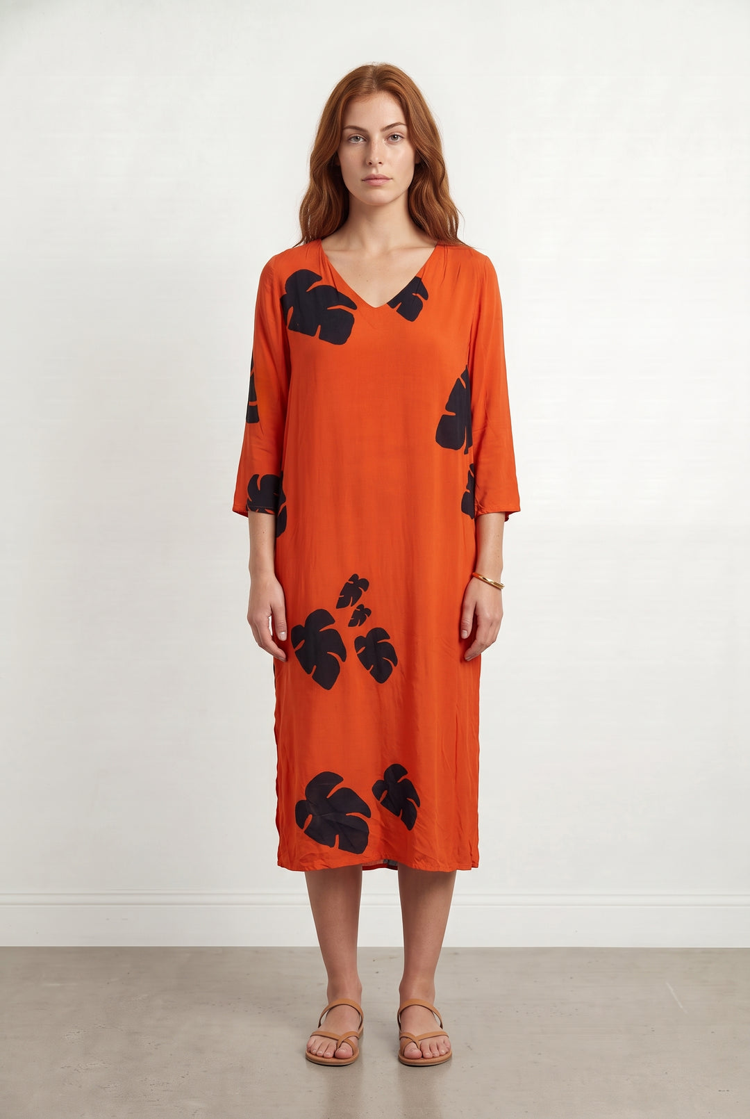 Robe Longue Orange et Noire - Taille S/36 de la marque Modetrotter | PARAD113455 - Vendu par Paradigme - Image 1