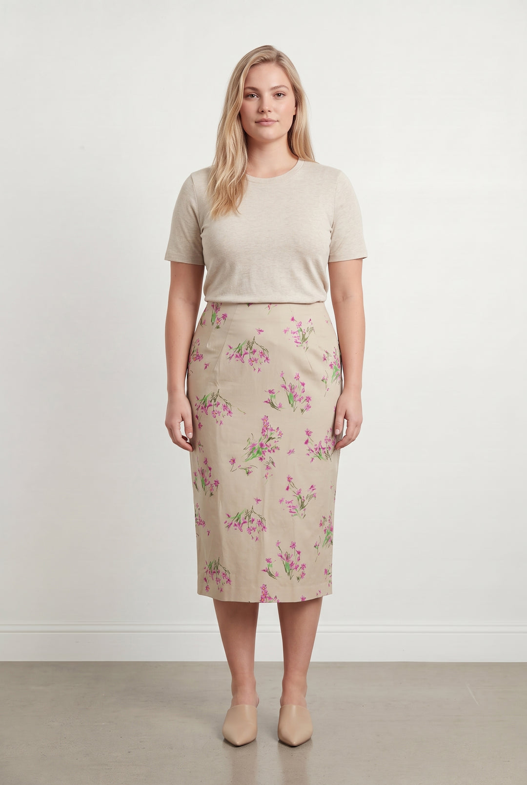 Jupe Crayon Beige et Rose - Taille XXL/44 de la marque Marina Rinaldi | PARAD113472 - Vendu par Paradigme - Image 1