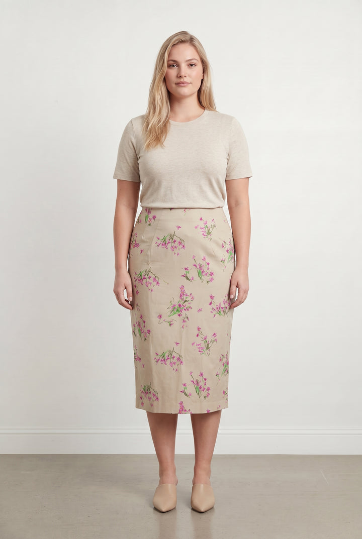 Jupe Crayon Beige et Rose - Taille XXL/44 de la marque Marina Rinaldi | PARAD113472 - Vendu par Paradigme - Image 1