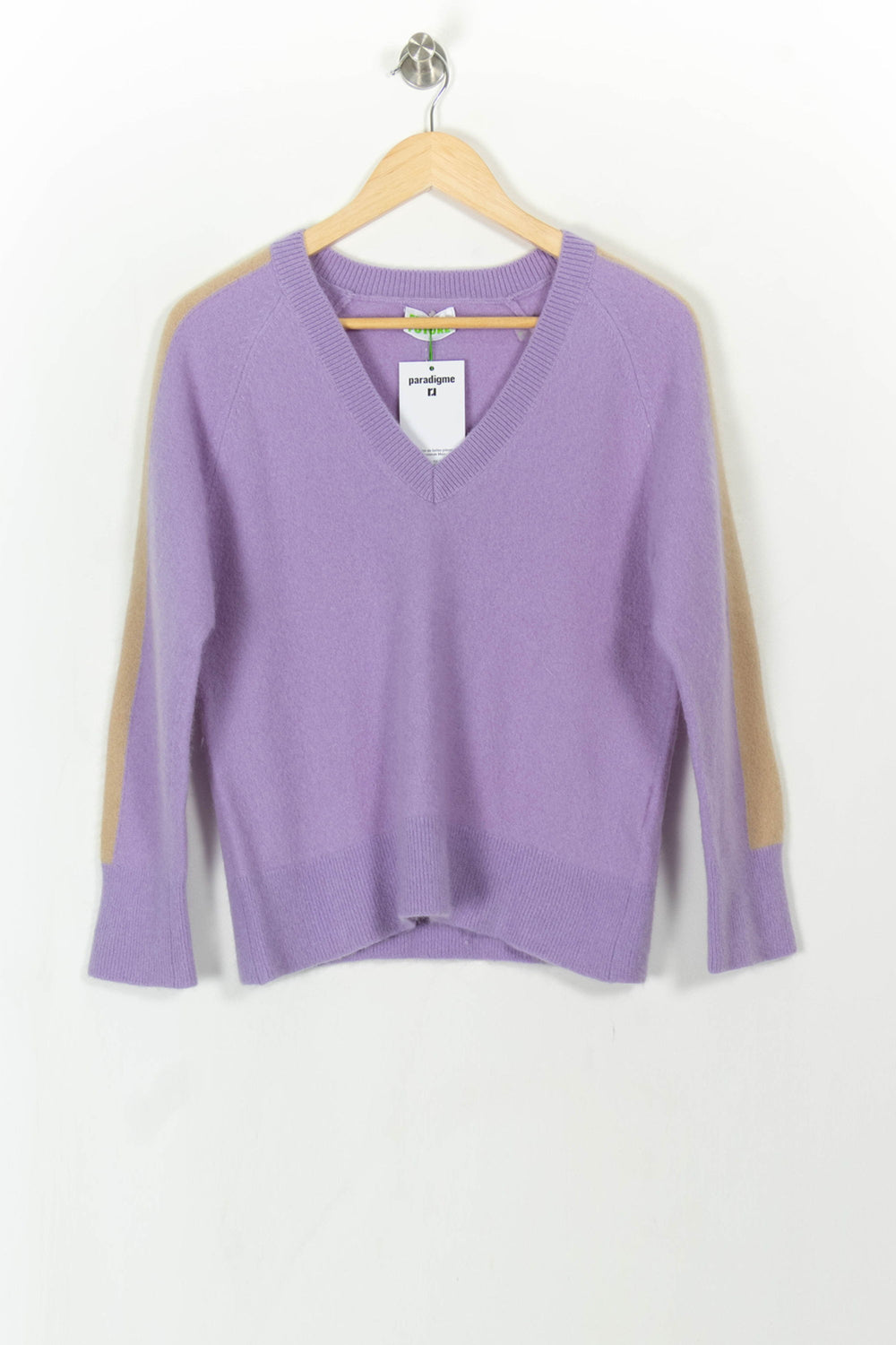 Pull Col V Violet et Beige - Taille L/40 de la marque From Future | PARAD113481 - Vendu par Paradigme - Image 2